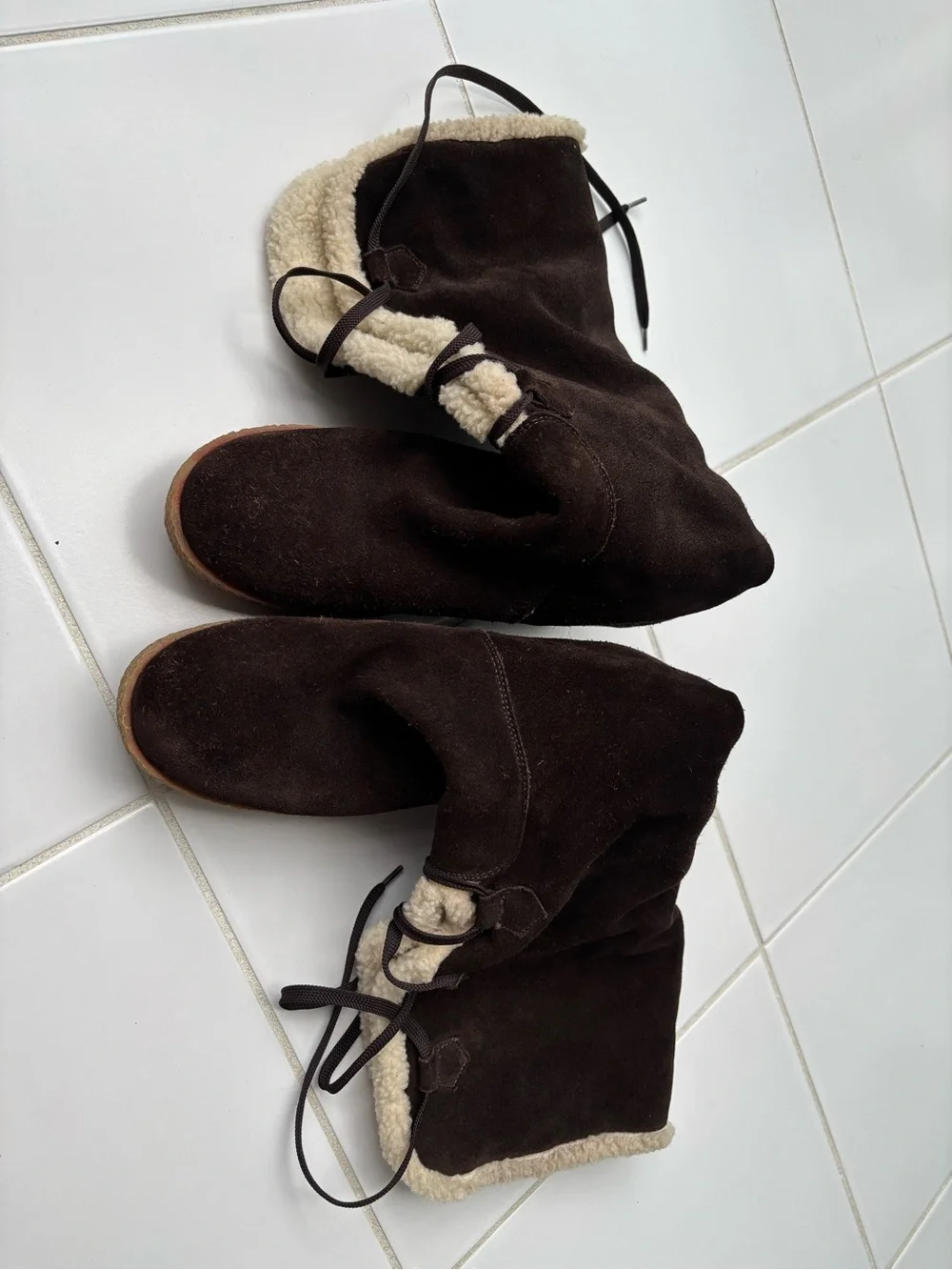 Michael Kors Dark Brown Suede Lace-Up Lined Boots Size 9-9.5